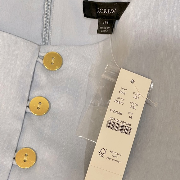 J.Crew NWT Stretch viscose/linen blend button front lined mini dress sz 16 BK977 - Picture 3 of 11